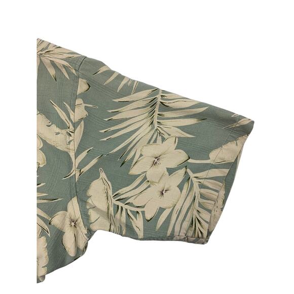 Paradise Coves Hawaiian Shirt Mens Large Silk Green Beige Tropical Surfer Beach - Picture 6 of 7
